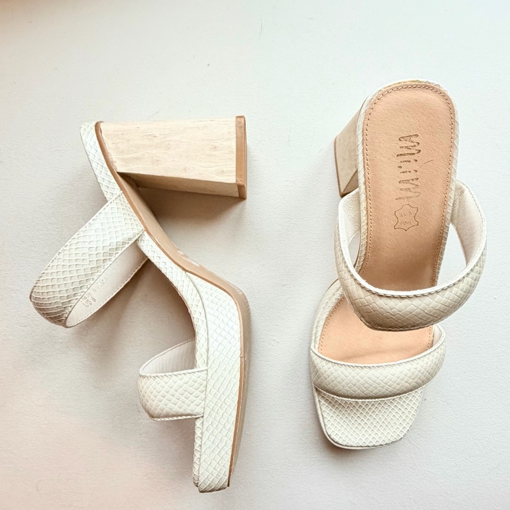 Mi.iM Ivory Snakeskin Printed Chunky Heel
